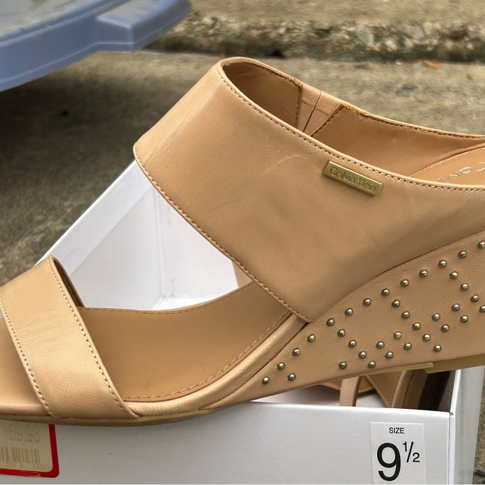 Calvin Klein Women's Tan Wedge Sandals